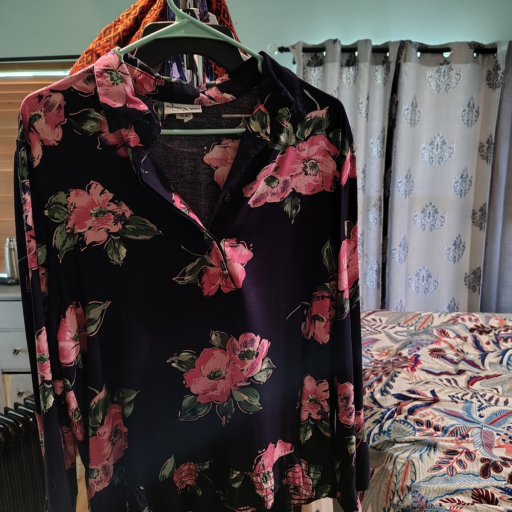 Floral Long Sleeve Blouse and Skirt